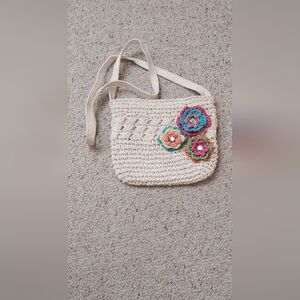 Capelli Crochet Crossbody Bag with Multicolor Flower Accents